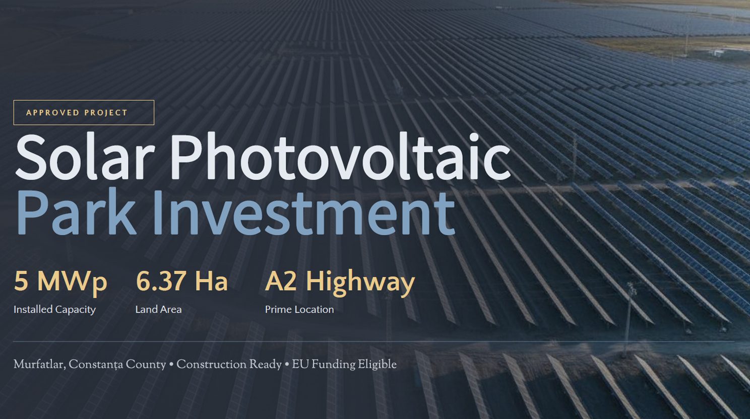 Solar Photovoltaic Park Investment A2 Highway